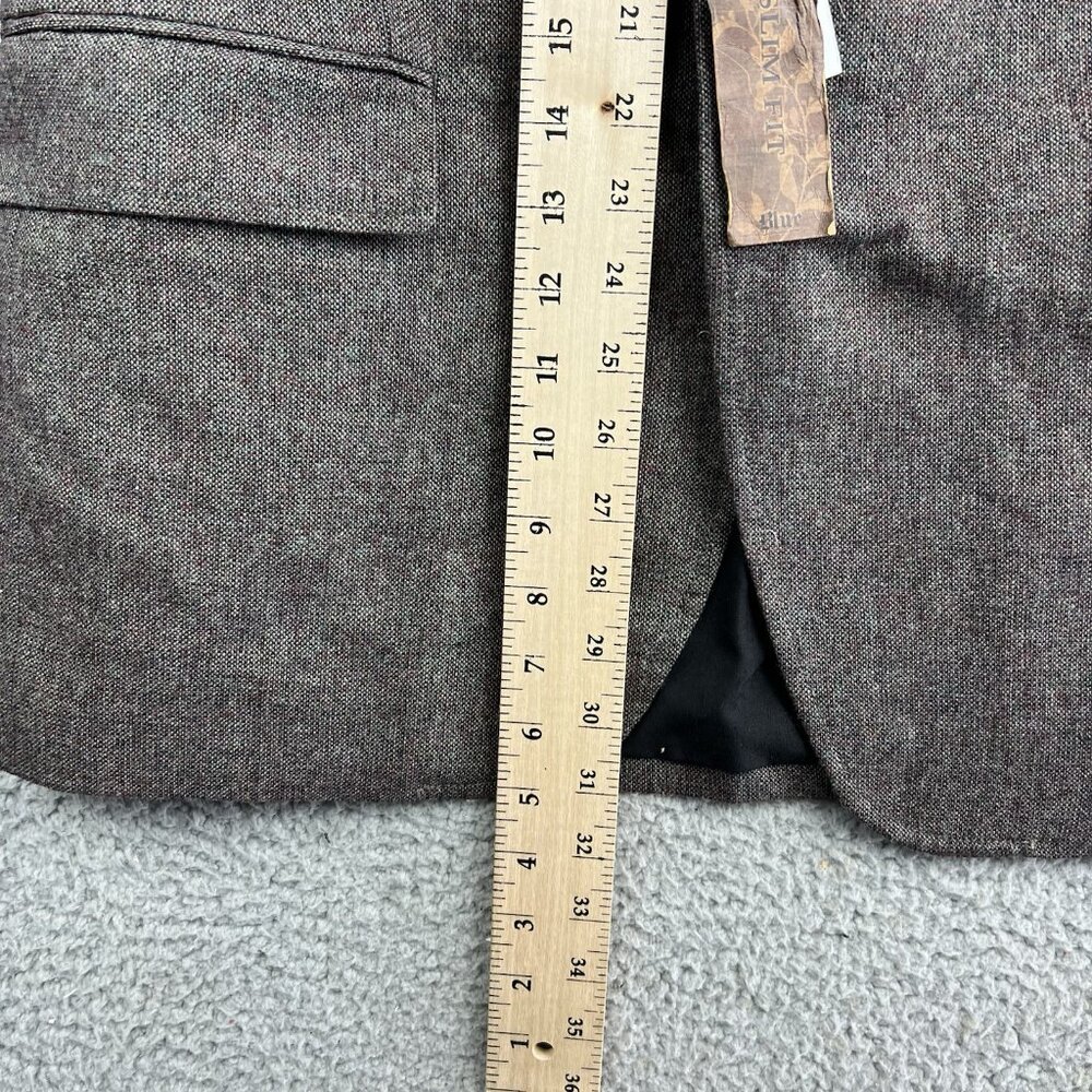 Pronto Uomo Blue Men's Brown Wool Blend Tweed Blazer Coat Jacket XL Slim Fit - Picture 2 of 12